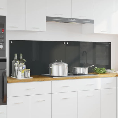 Kitchen Backsplash 70 x 50 cm Tempered Glass 2 pcs Dark Grey 90 cm