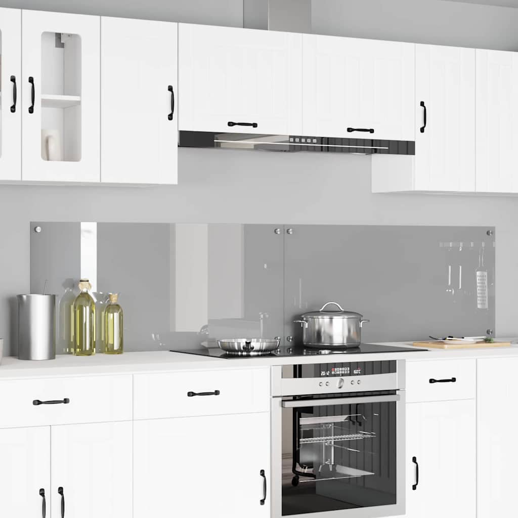 vidaXL Kitchen Backsplash 70 x 50 cm Tempered Glass 2 pcs Light Grey