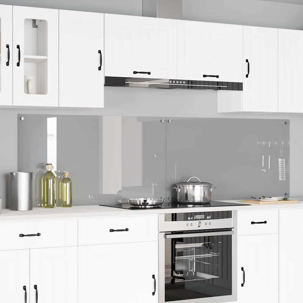 Kitchen Backsplash 70 x 60 cm Tempered Glass 2 pcs Light Grey 110 cm