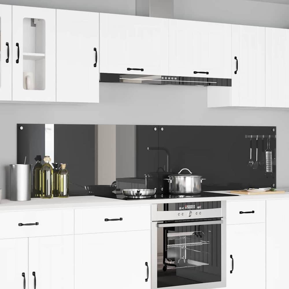 Kitchen Backsplash 70 x 50 cm Tempered Glass 2 pcs Dark Grey 110 cm