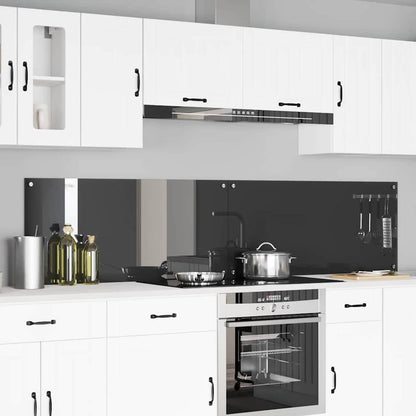 Kitchen Backsplash 70 x 50 cm Tempered Glass 2 pcs Dark Grey 110 cm