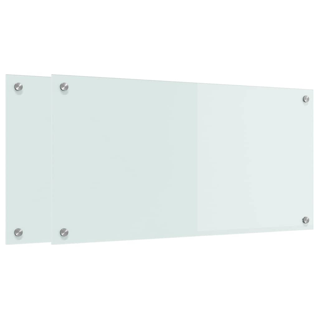 vidaXL Kitchen Backsplash 2 pcs White 80 x 40 cm Tempered Glass 2