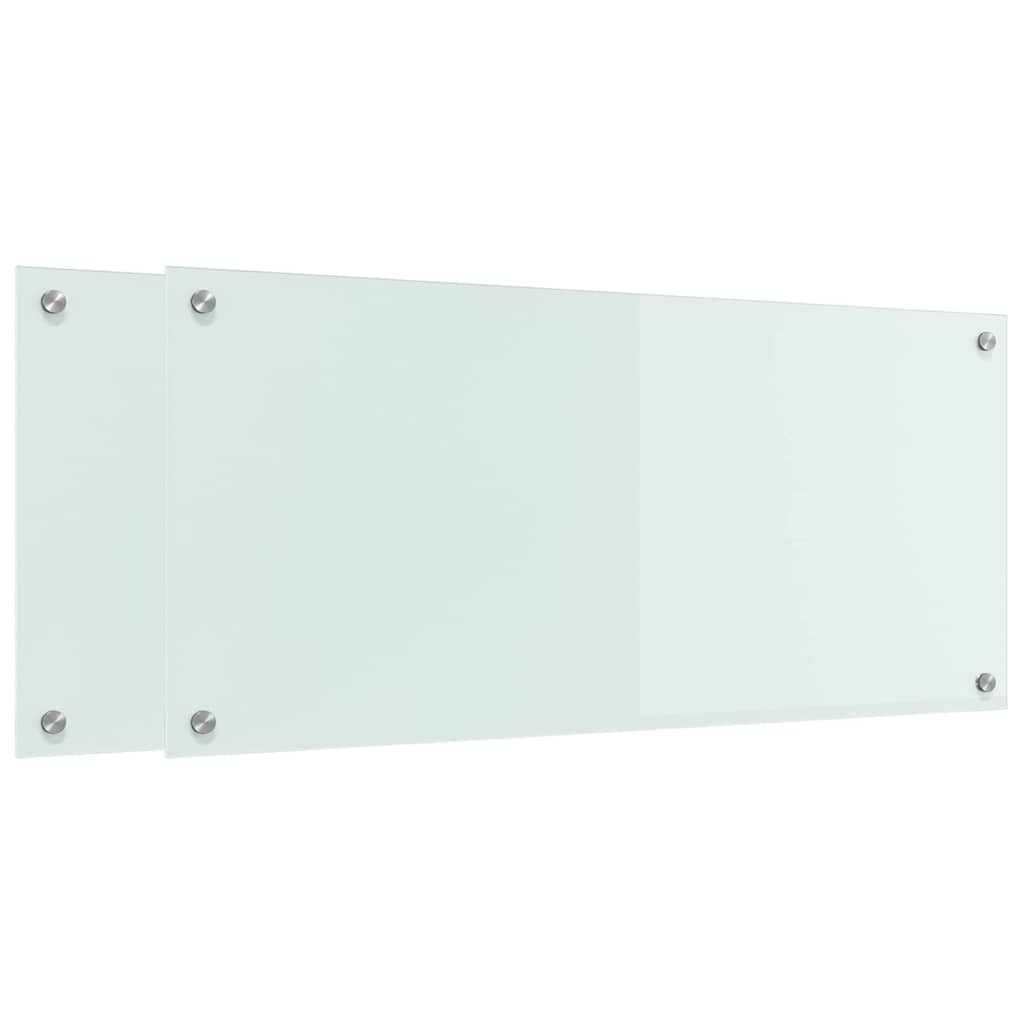 vidaXL Kitchen Backsplash 2 pcs White 90 x 40 cm Tempered Glass 2
