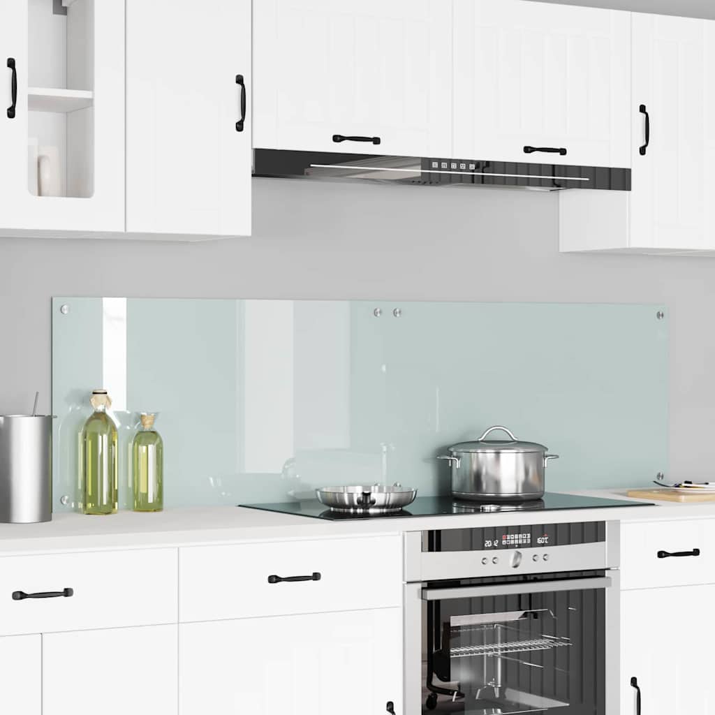 vidaXL Kitchen Backsplash 2 pcs White 90 x 50 cm Tempered Glass 1