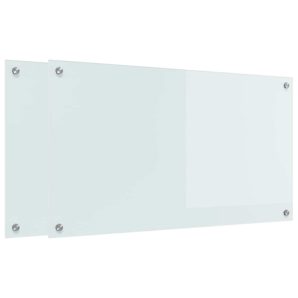 vidaXL Kitchen Backsplash 2 pcs White 90 x 50 cm Tempered Glass 2