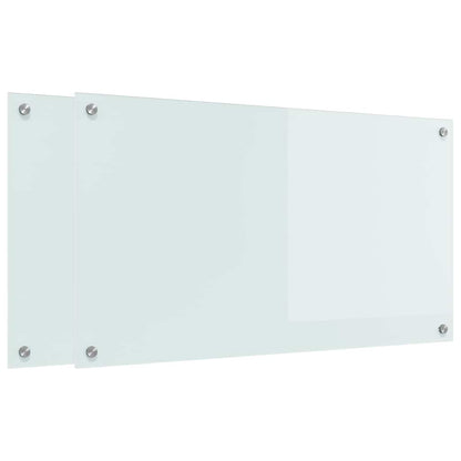 vidaXL Kitchen Backsplash 2 pcs White 90 x 50 cm Tempered Glass 2