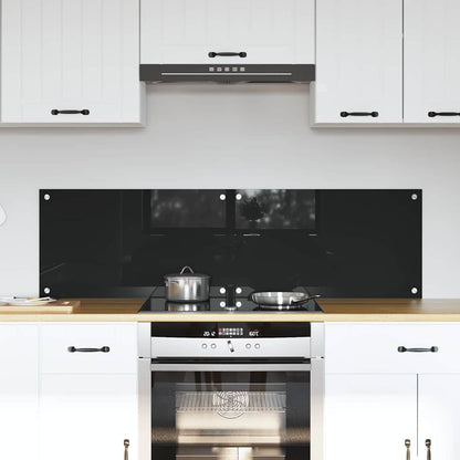 vidaXL Kitchen Backsplash 2 pcs Black 70 x 40 cm Tempered Glass 1