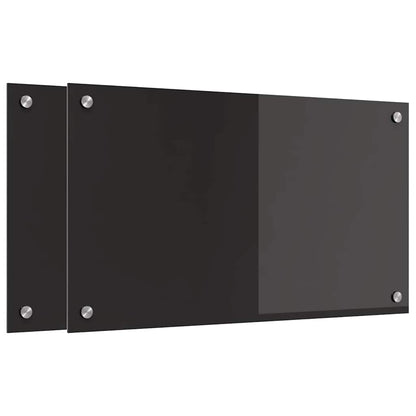 vidaXL Kitchen Backsplash 2 pcs Black 70 x 40 cm Tempered Glass 2