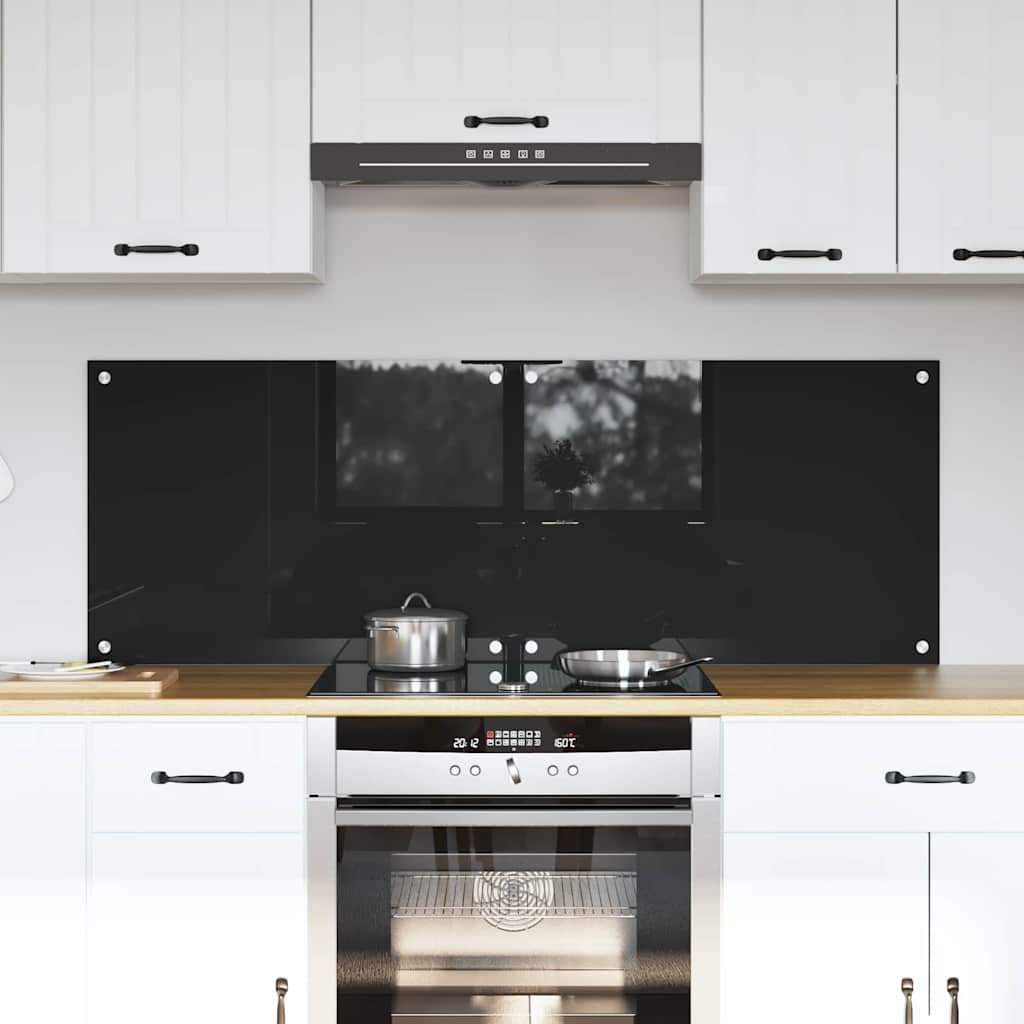 vidaXL Kitchen Backsplash 2 pcs Black 70 x 50 cm Tempered Glass 1