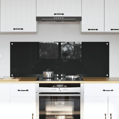 vidaXL Kitchen Backsplash 2 pcs Black 70 x 50 cm Tempered Glass 1