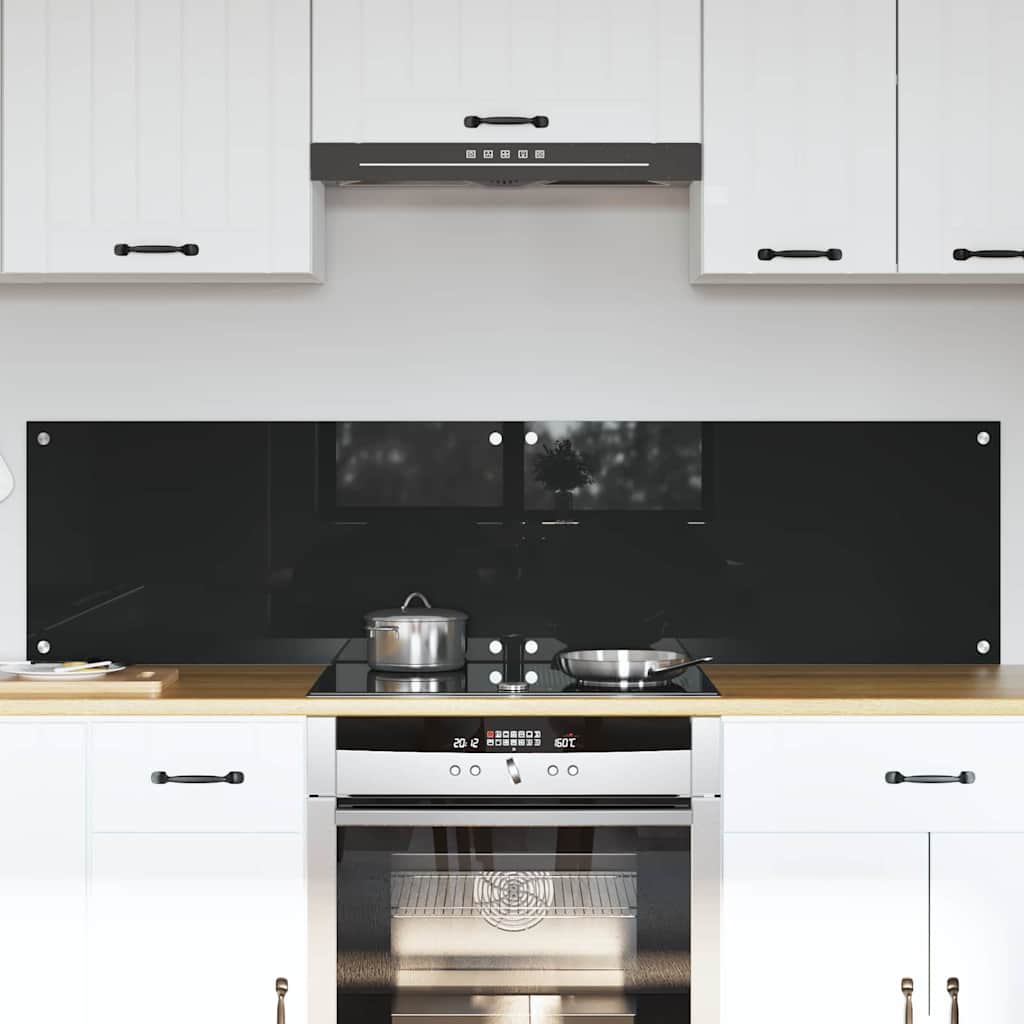 vidaXL Kitchen Backsplash 2 pcs Black 80 x 40 cm Tempered Glass 1