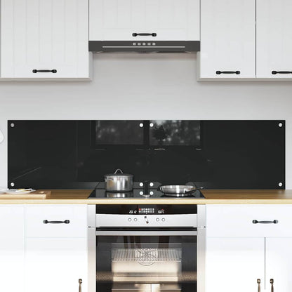 vidaXL Kitchen Backsplash 2 pcs Black 80 x 40 cm Tempered Glass 1