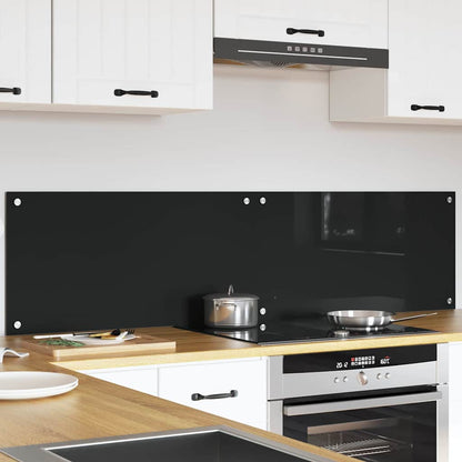 vidaXL Kitchen Backsplash 2 pcs Black 80 x 40 cm Tempered Glass 3