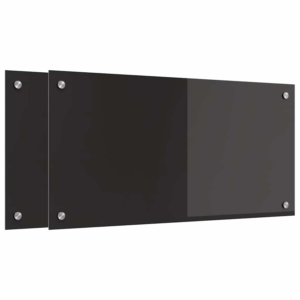 vidaXL Kitchen Backsplash 2 pcs Black 80 x 40 cm Tempered Glass 2