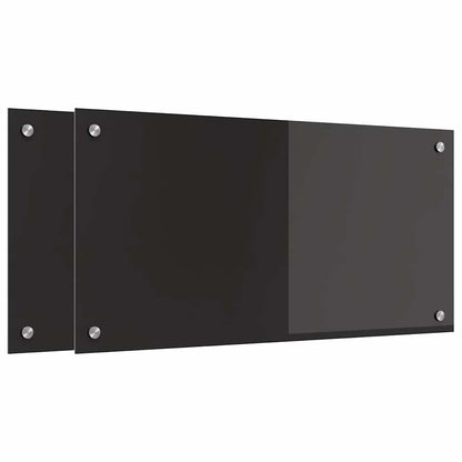 vidaXL Kitchen Backsplash 2 pcs Black 80 x 40 cm Tempered Glass 2