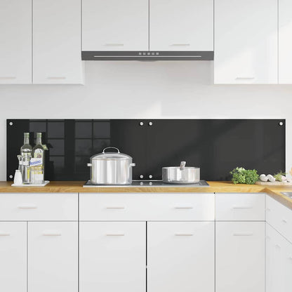 vidaXL Kitchen Backsplash 2 pcs Black 90 x 40 cm Tempered Glass 3