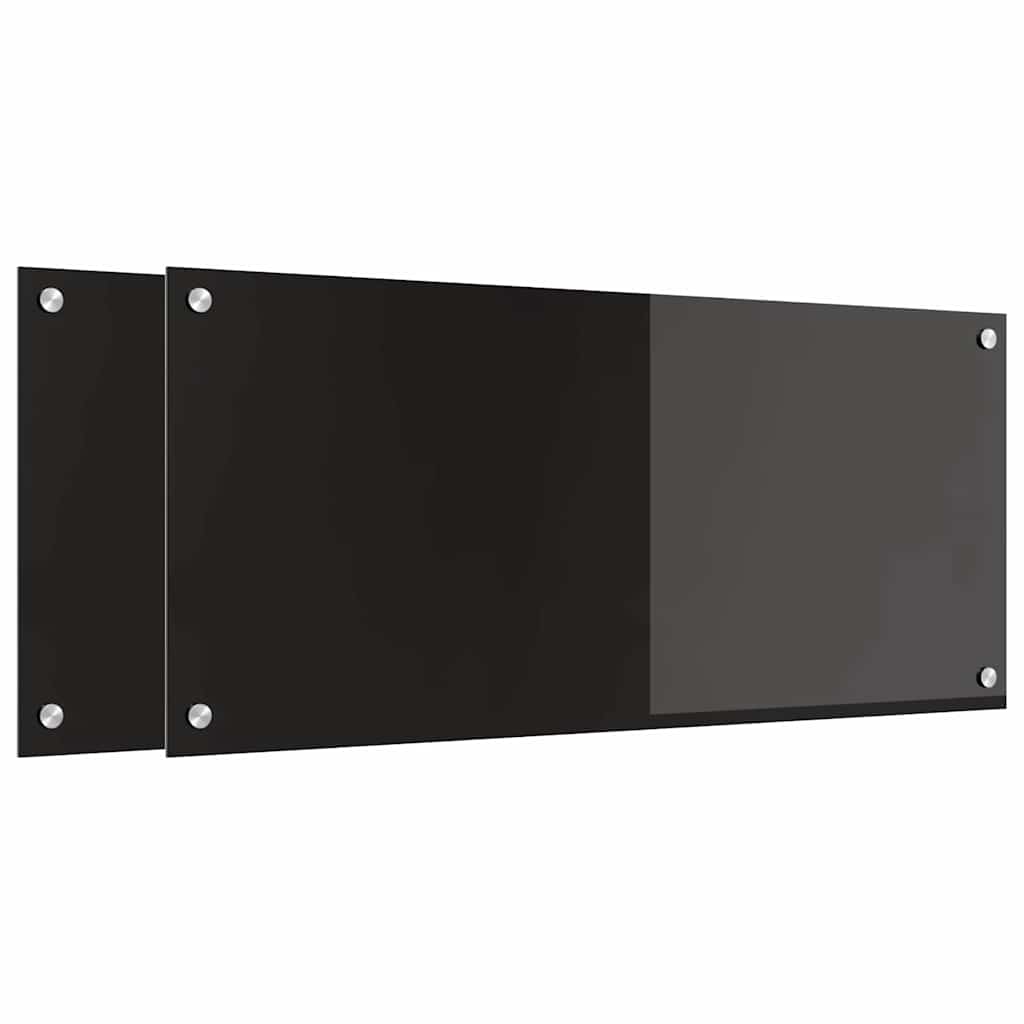 vidaXL Kitchen Backsplash 2 pcs Black 90 x 40 cm Tempered Glass 2