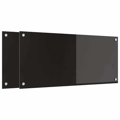 vidaXL Kitchen Backsplash 2 pcs Black 90 x 40 cm Tempered Glass 2