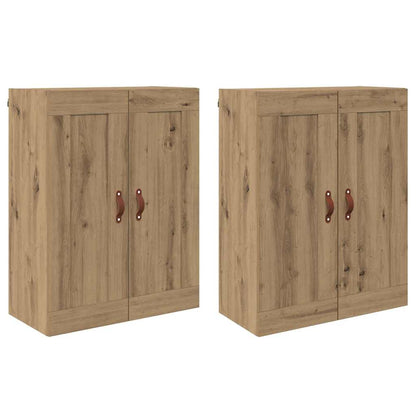 Wall Mounted Cabinets 2 pcs Engineered Wood Leather Artisan oak