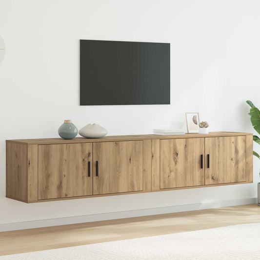 Wall-mounted TV Cabinet Set 100x34.5x40 cm 2 pcs Artisan oak