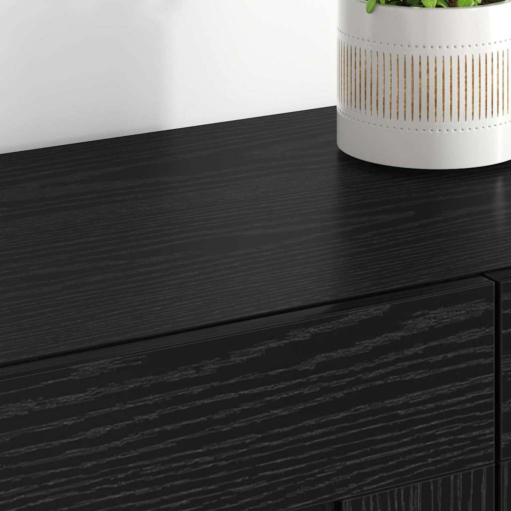 Wall Mounted Cabinets 2 pcs Engineered Wood U Shape Black Black oak