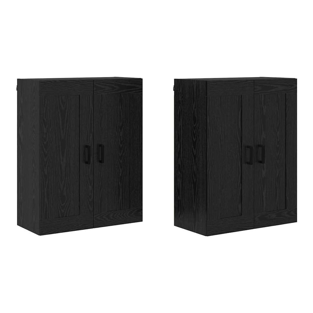 Wall Mounted Cabinets 2 pcs Engineered Wood U Shape Black Black oak