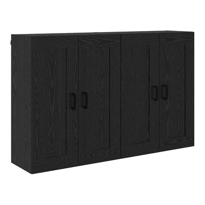 Wall Mounted Cabinets 2 pcs Engineered Wood U Shape Black Black oak