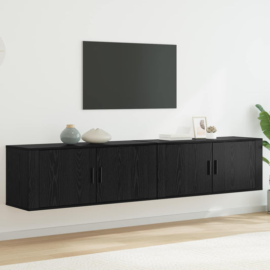 Wall-mounted TV Cabinet Set 100x34.5x40 cm 2 pcs Black oak
