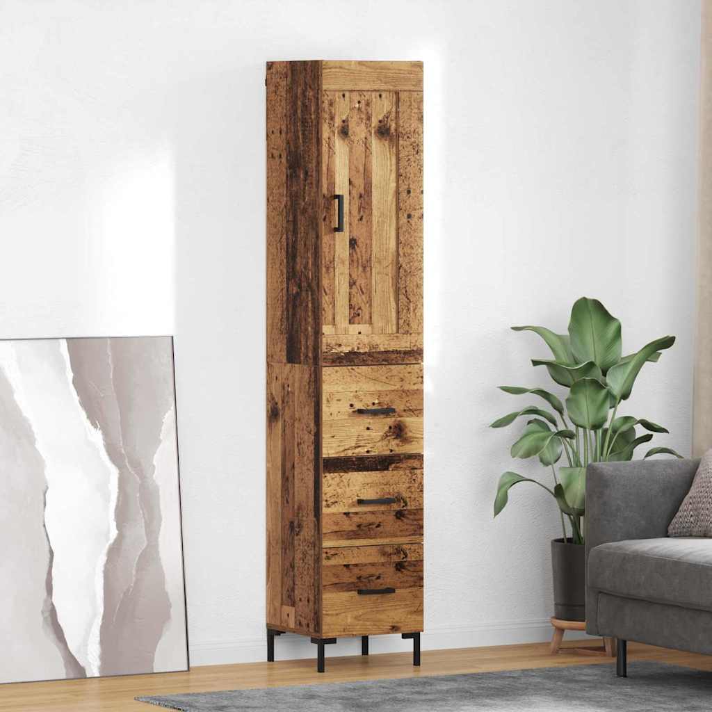Highboard 34.5x34x180 cm Engineered Wood 3 Drawers Old wood