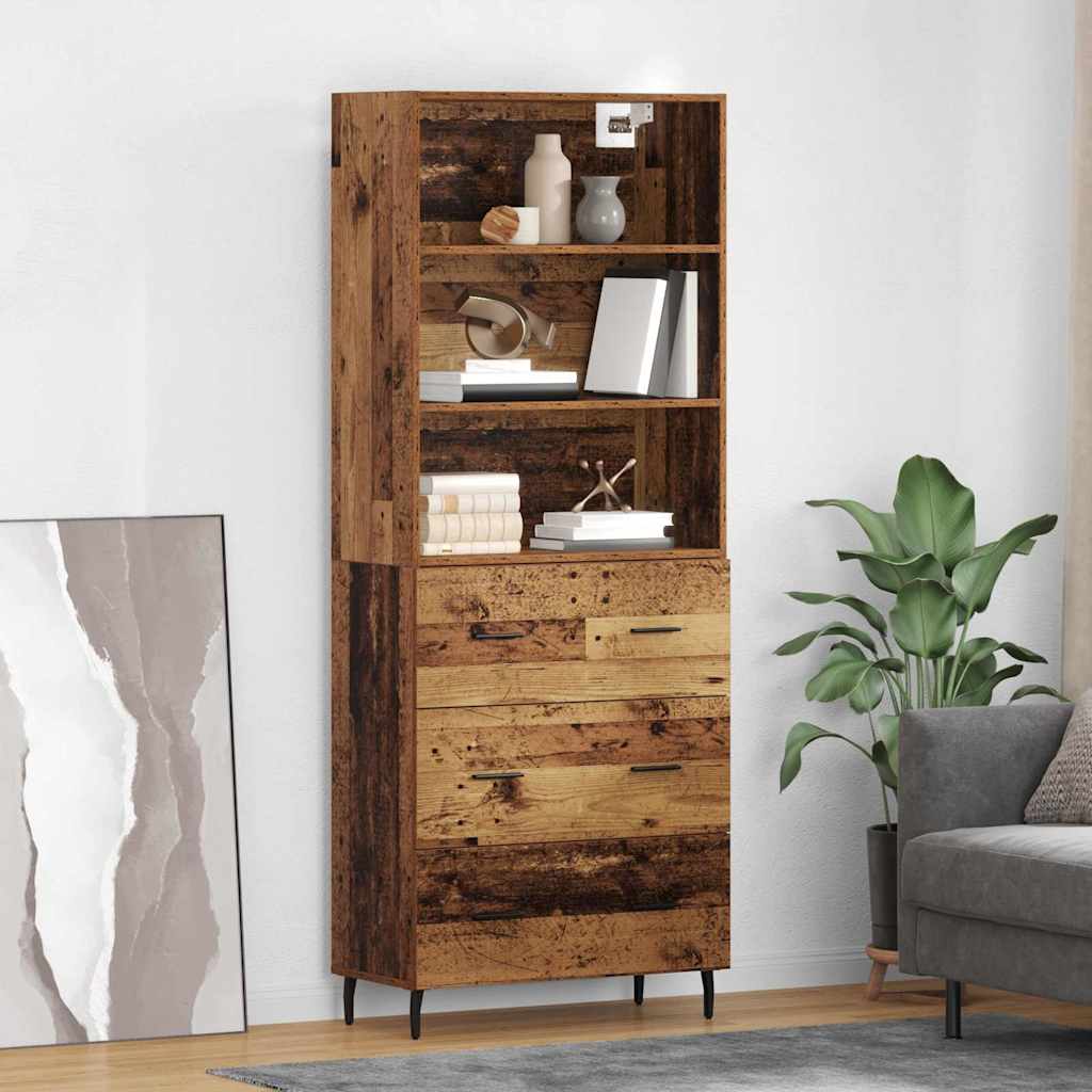 Highboard 69.5x34x180 cm Engineered Wood 3 Drawers Old wood