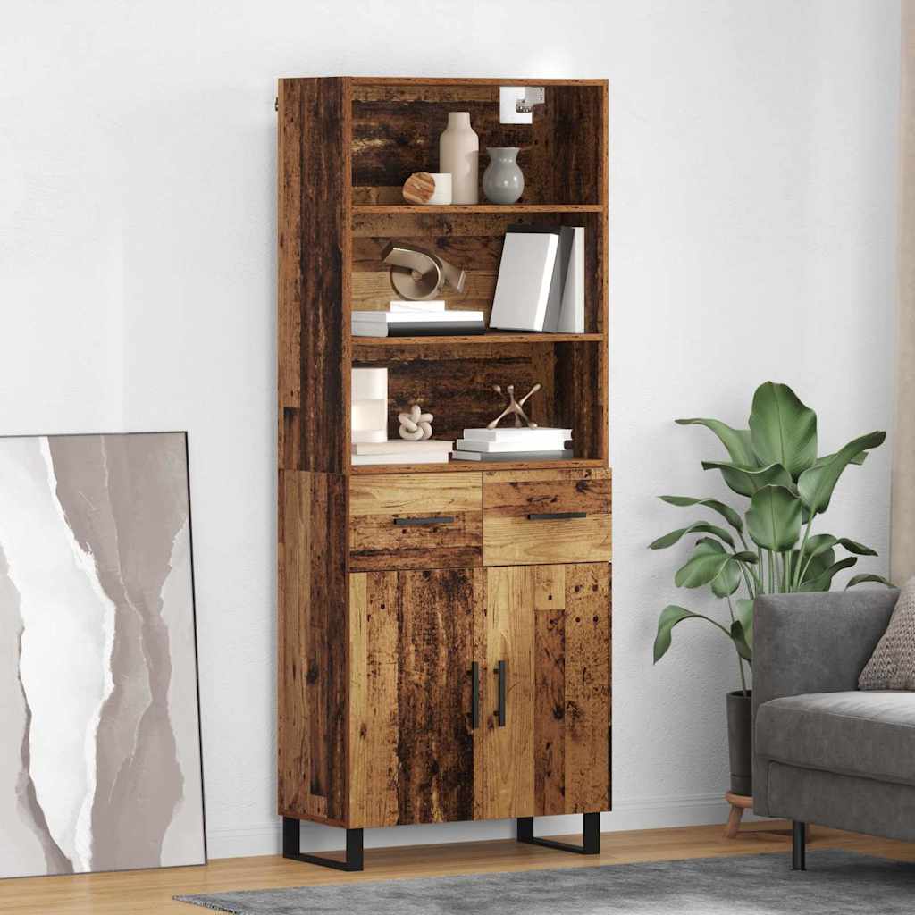 Highboard 69.5x34x180 cm Engineered Wood 2 Doors 2 Drawers Old wood