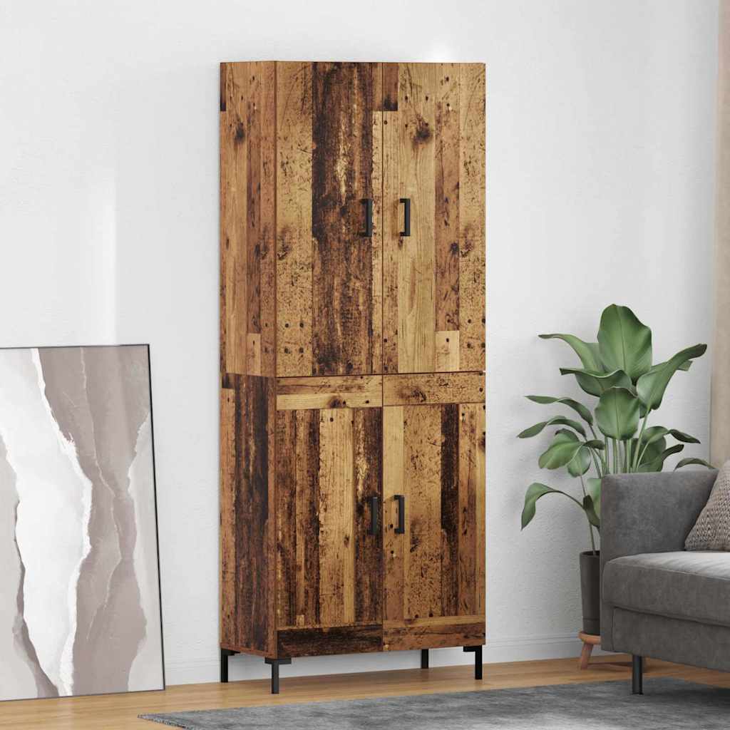 Highboard 69.5x34x180 cm Engineered Wood 2 Wood Doors Old wood