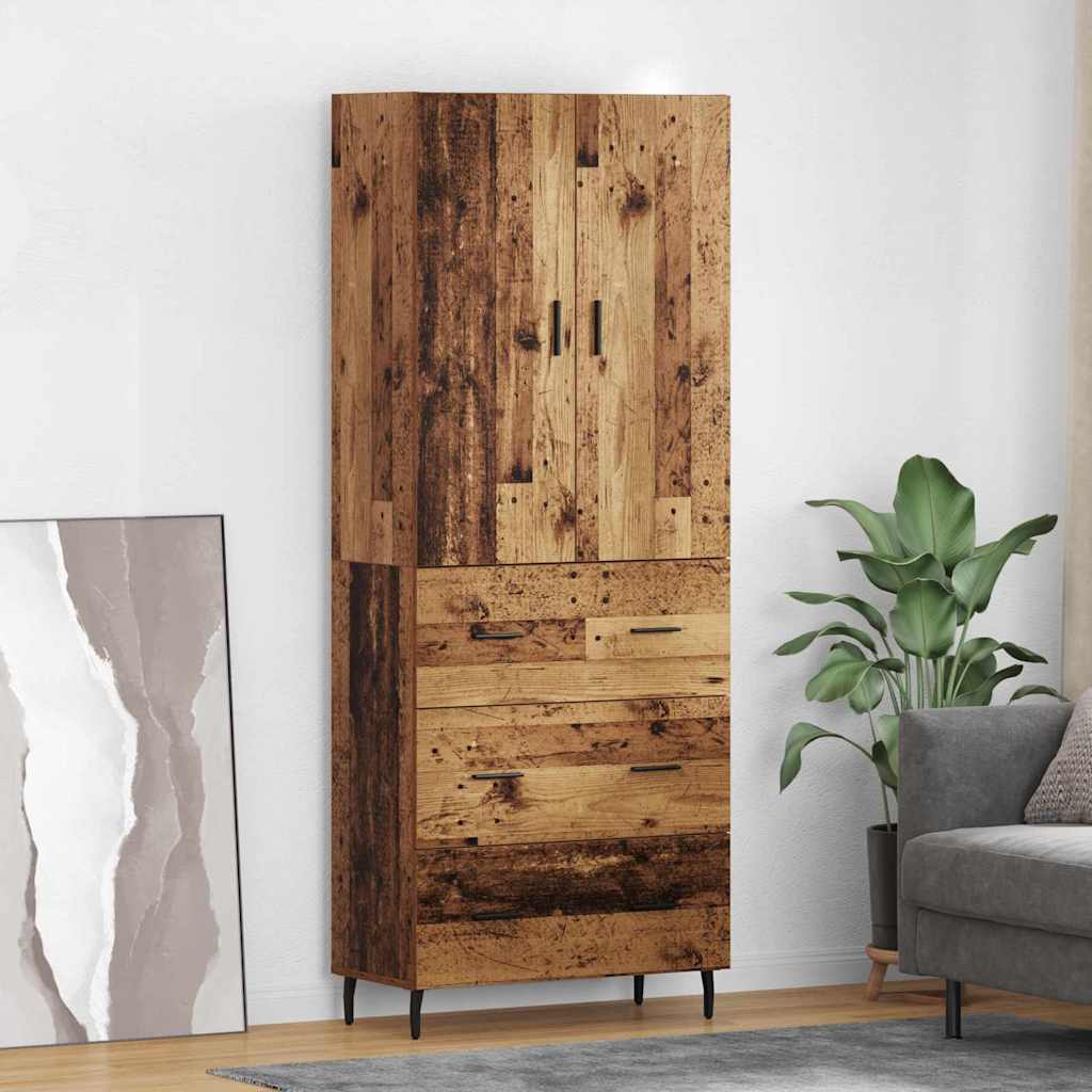 Highboard 69.5x34x180 cm Engineered Wood 3 Drawers Old wood