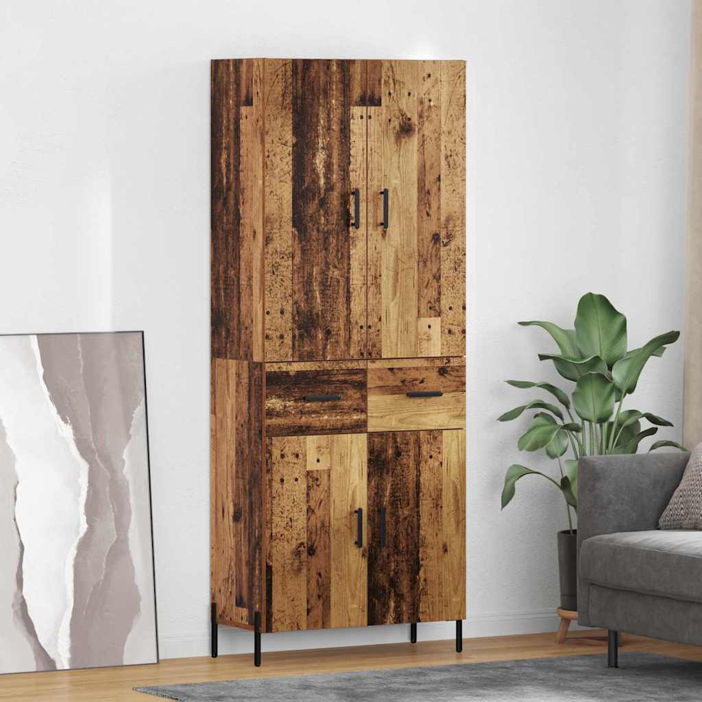 Highboard 69.5x34x180 cm Engineered Wood 2 Doors 2 Drawers Old wood