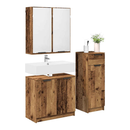 3 Piece Bathroom Cabinet Set Engineered Wood Old wood