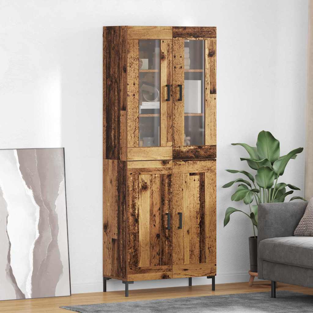 Highboard 69.5x34x180 cm Engineered Wood 2 Wood Doors Old wood