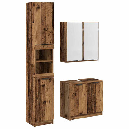 3 Piece Bathroom Cabinet Set Engineered Wood Old wood