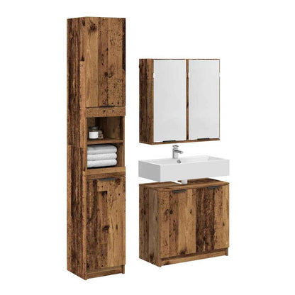 3 Piece Bathroom Cabinet Set Engineered Wood Old wood