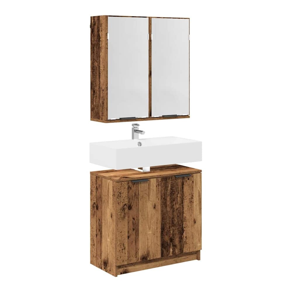 2 Piece Bathroom Cabinet Set Engineered Wood Old wood