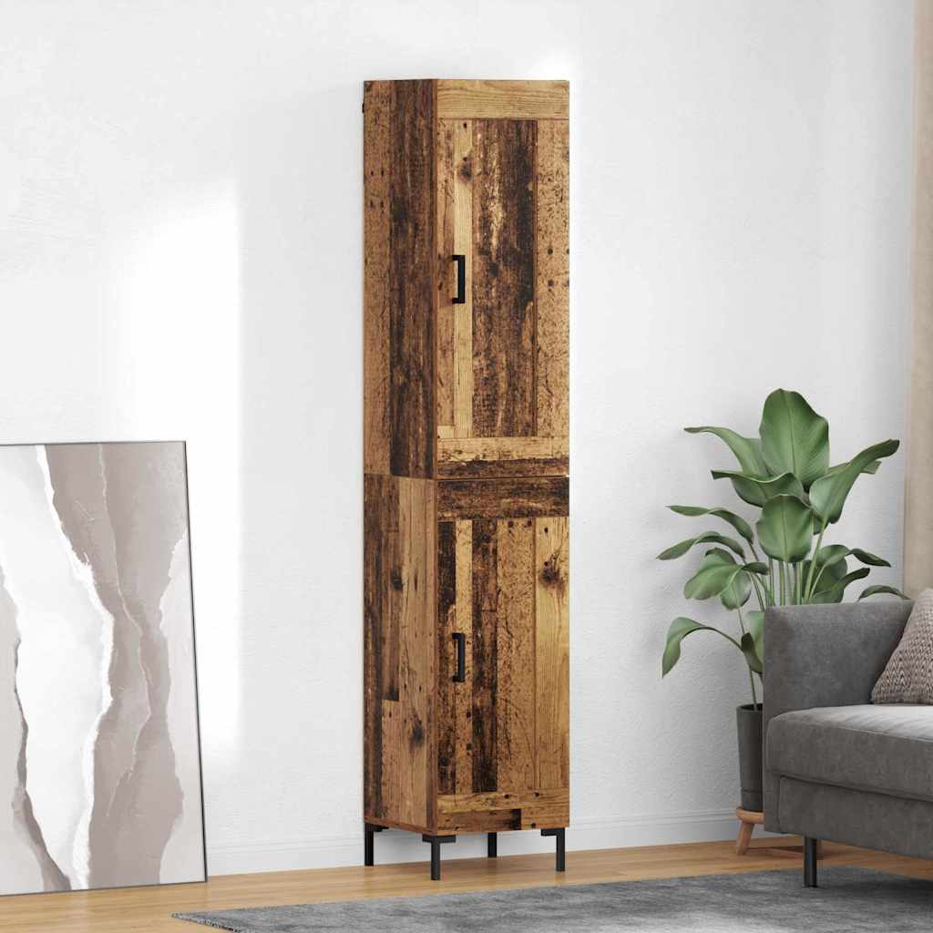Highboard 34.5x34x180 cm Engineered Wood 1 Wood Door Old wood