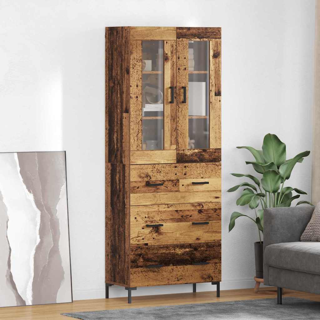 Highboard 69.5x34x180 cm Engineered Wood 3 Drawers Old wood