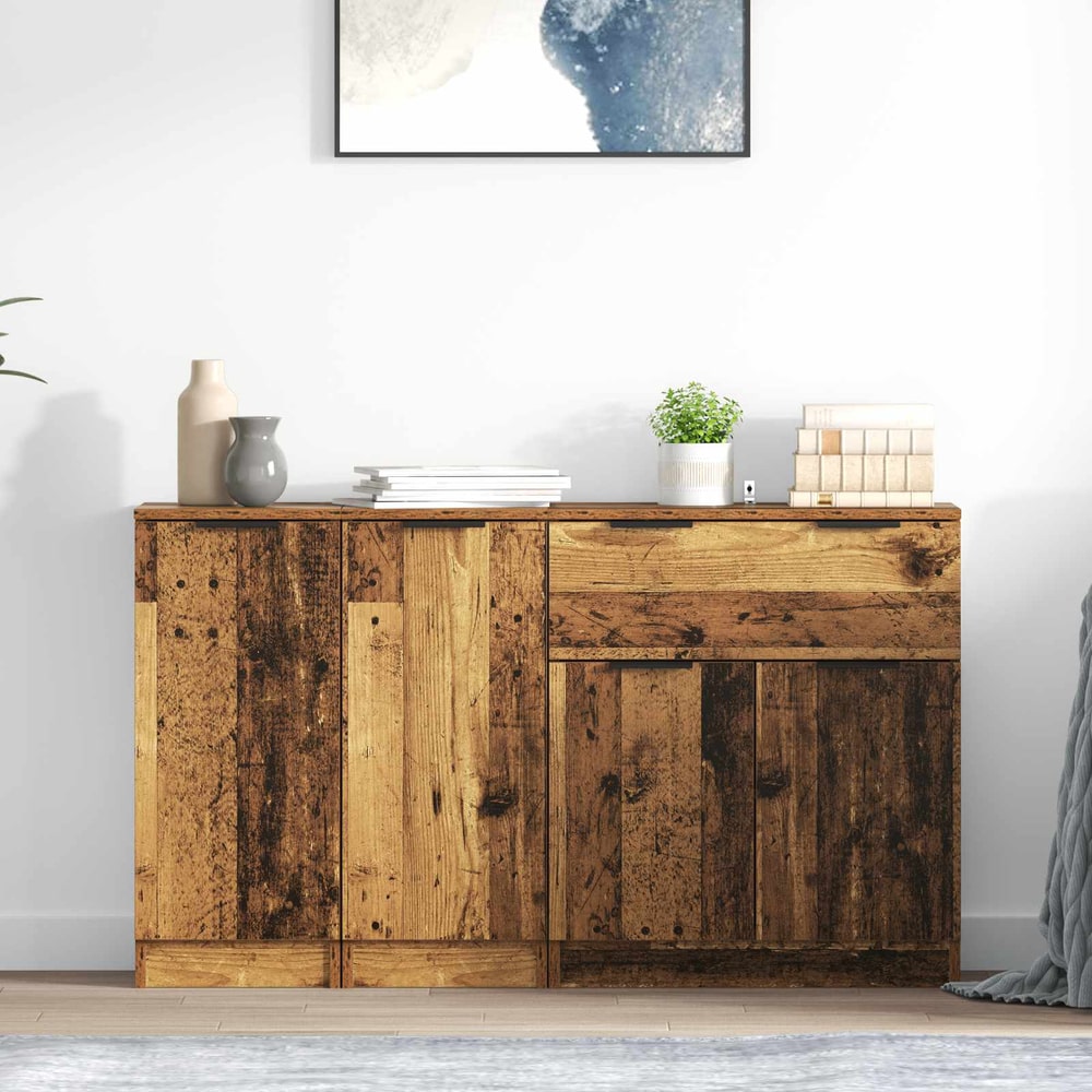 Sideboards 3 pcs Engineered Wood Old wood