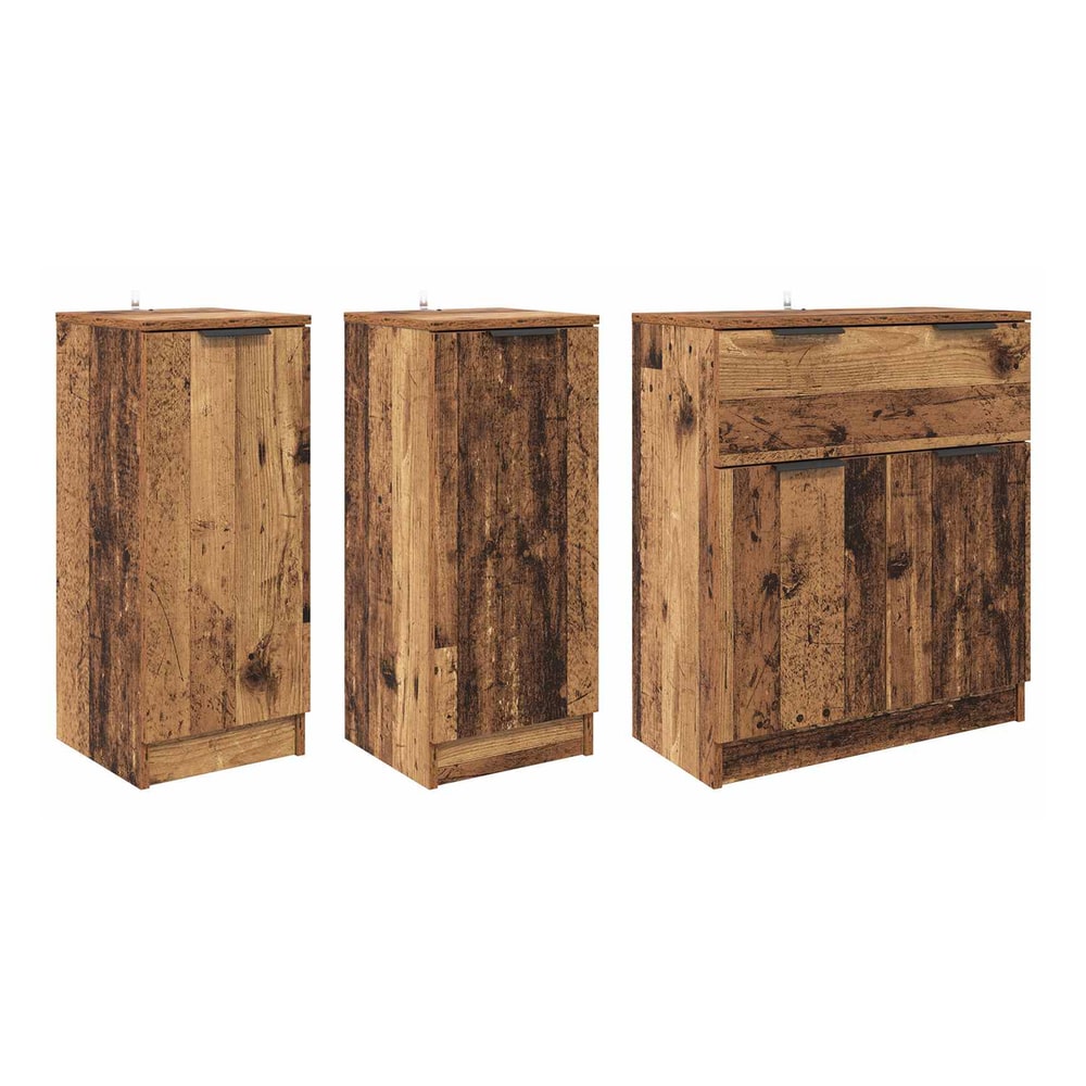Sideboards 3 pcs Engineered Wood Old wood