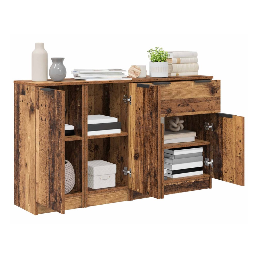 Sideboards 3 pcs Engineered Wood Old wood