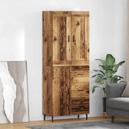 Highboard 69.5x34x180 cm Engineered Wood 1 Door 3 Drawers Old wood