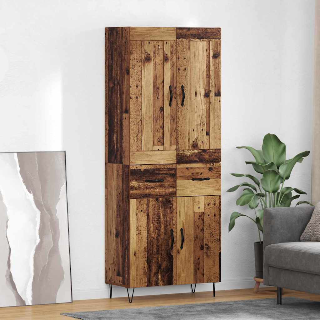 Highboard 69.5x34x180 cm Engineered Wood 2 Doors 2 Drawers Old wood