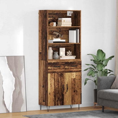 Highboard 69.5x34x180 cm Engineered Wood 2 Doors 2 Drawers Old wood