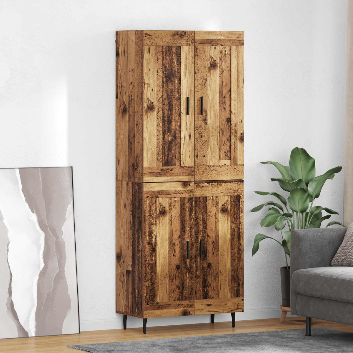 Highboard 69.5x34x180 cm Engineered Wood 2 Wood Doors Old wood