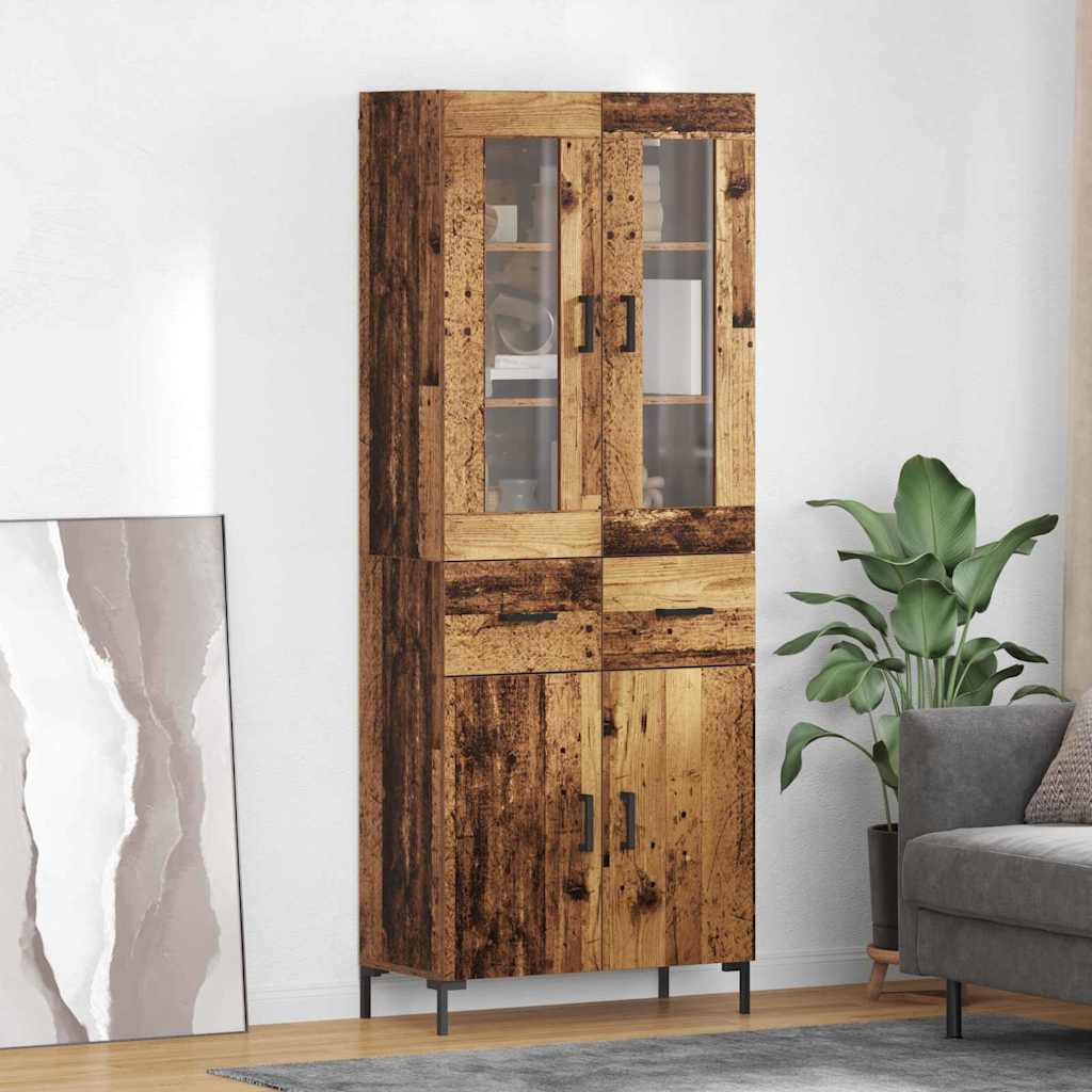 Highboard 69.5x34x180 cm Engineered Wood 2 Doors 2 Drawers Old wood