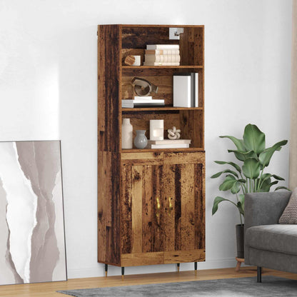 Highboard 69.5x34x180 cm Engineered Wood 2 Wood Doors Old wood